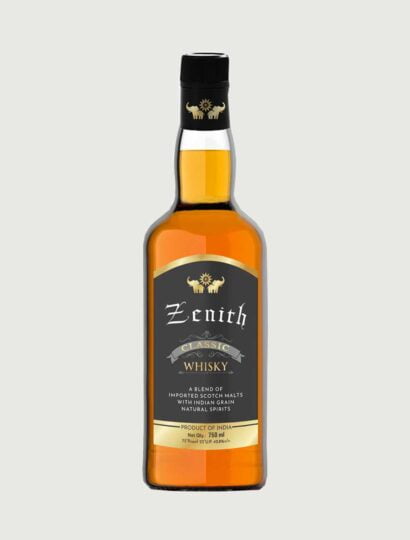 Zenith Whisky, a premium blend of Indian and Scottish malts, offers a smooth, savory taste crafted with Himalayan care. Made in India Whisky by Matured Barrels.