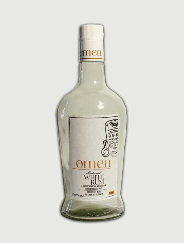 Omen presents a super premium white rum aged for five years, charcoal-filtered for a clean taste, featuring vibrant citrus, banana, caramel, and coconut notes. by Matured Barrels.